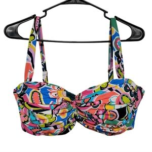 BLEU Rod Beattie Bikini Top Womens 40D  Bold Shirred Convertible Swim Beach READ